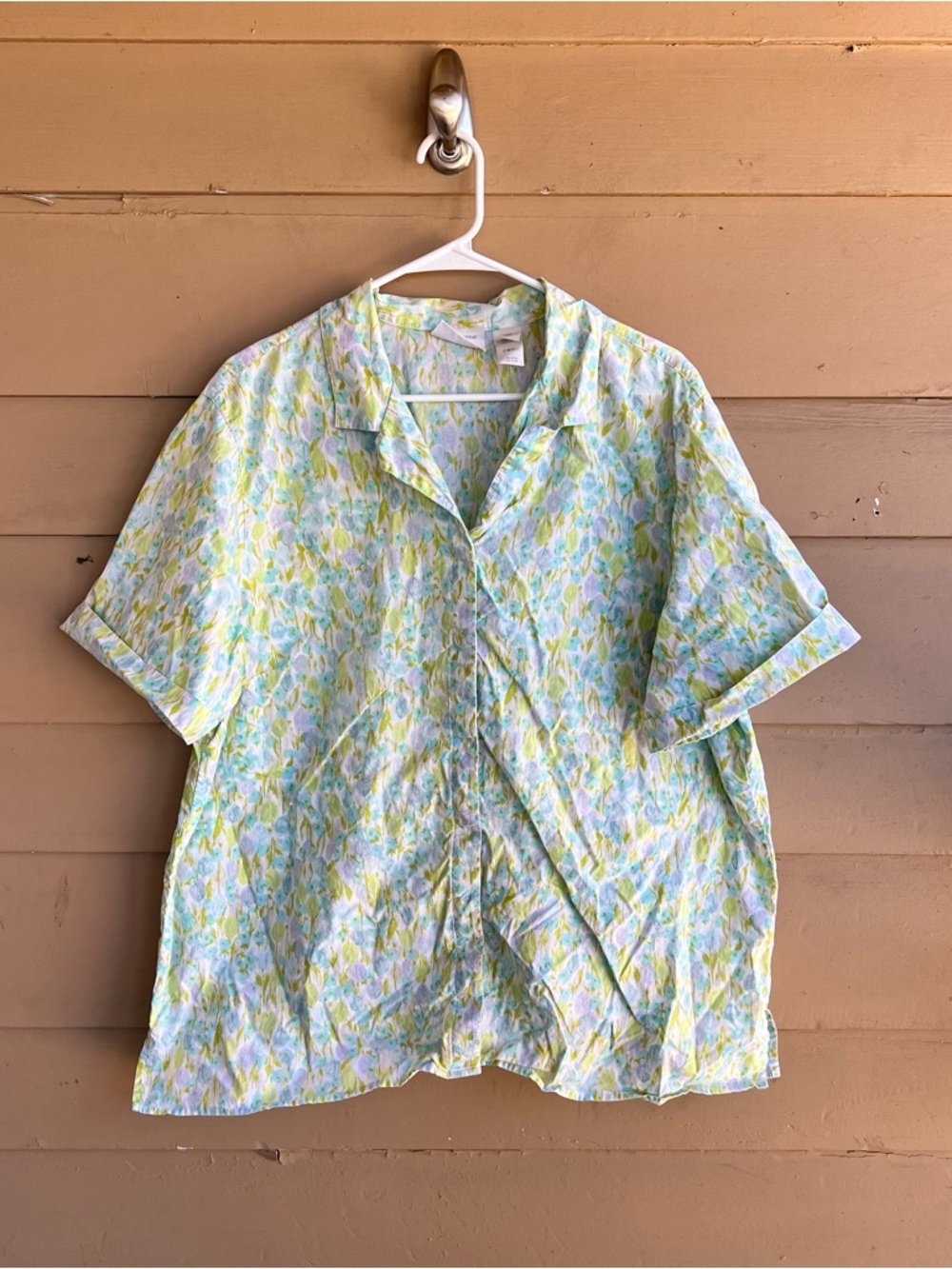 Liz Claiborne Floral Button Down Shirt Size 20W Spring 100% Cotton